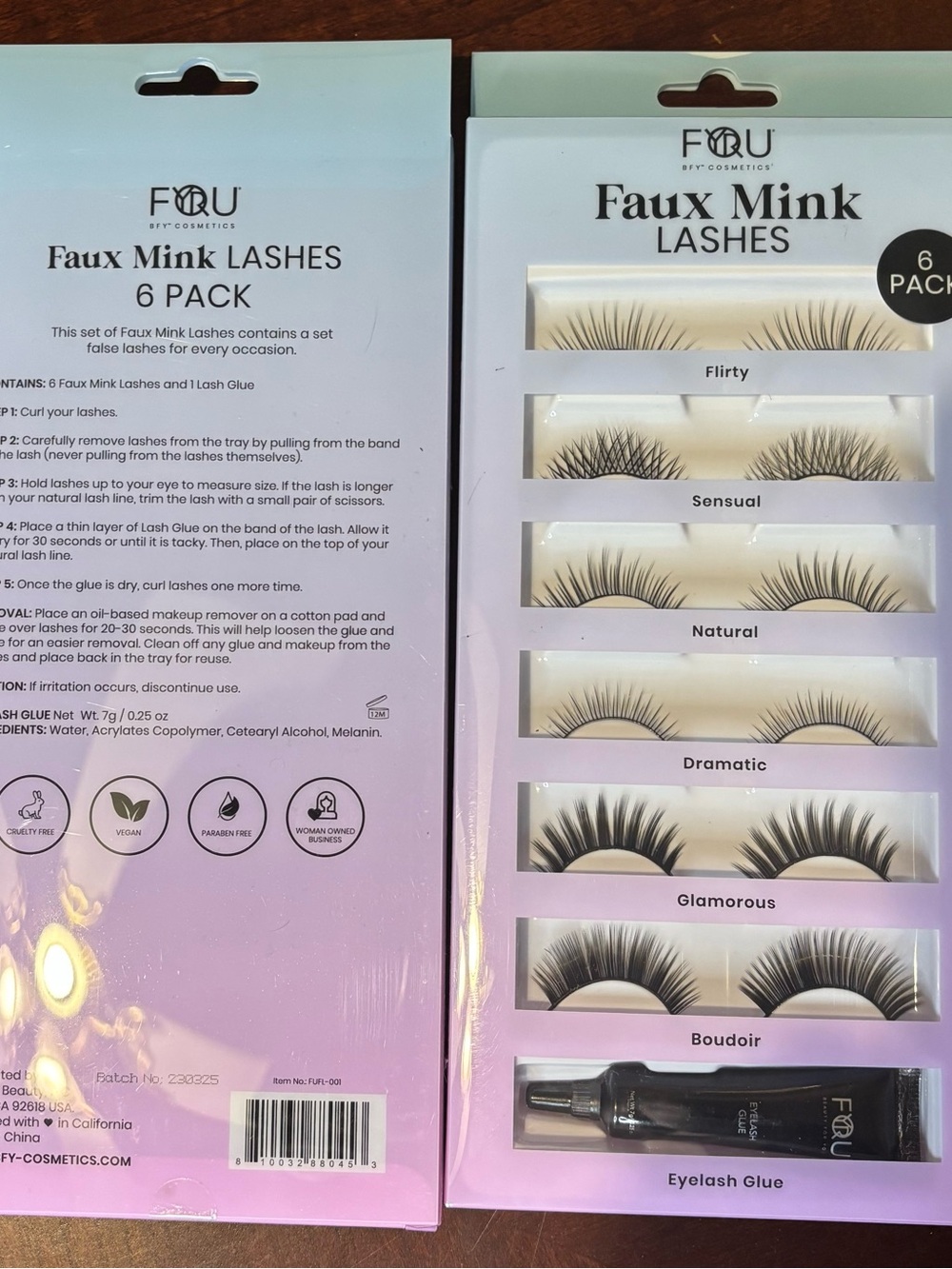 2 Packs of 6 Faux Mink Lashes with Eyelash Glue - Black - Picture 6 of 7
